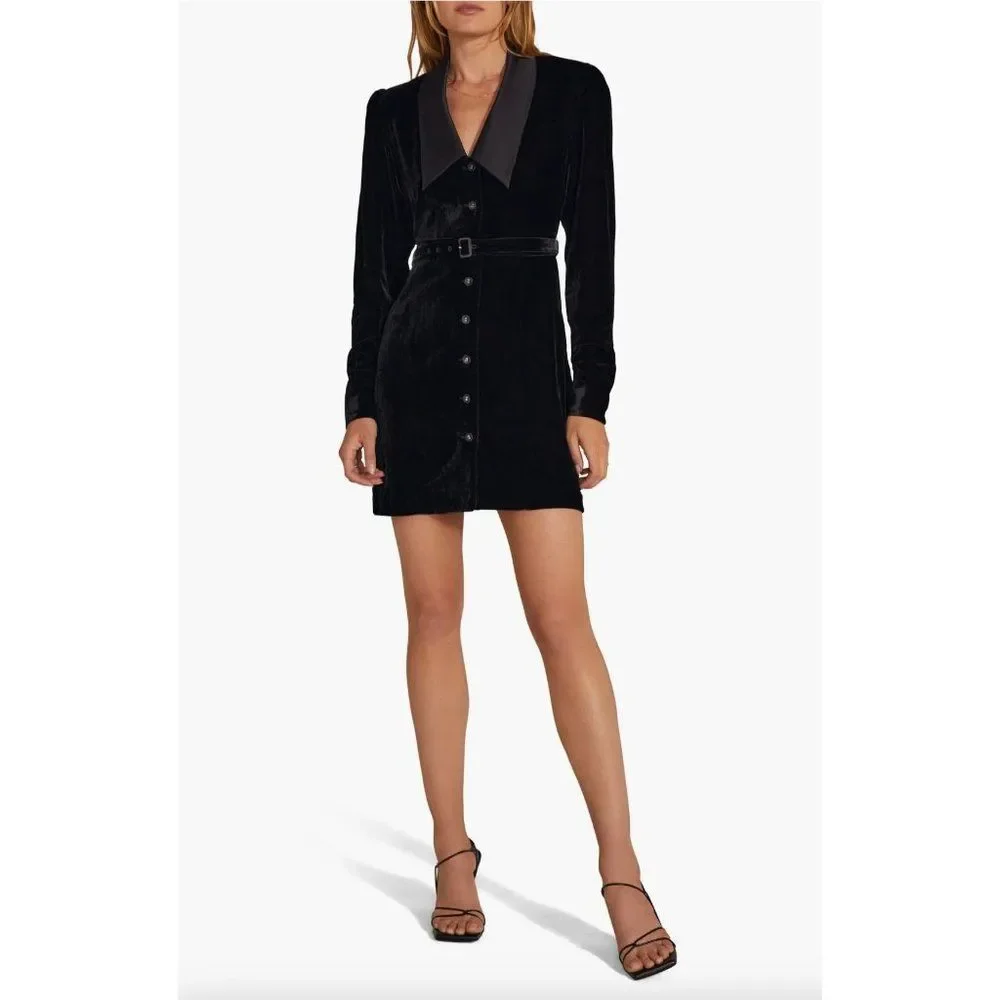 Favorite Daughter The Dynasty Long Sleeve Velvet Shirtdress - Picture 2 of 11